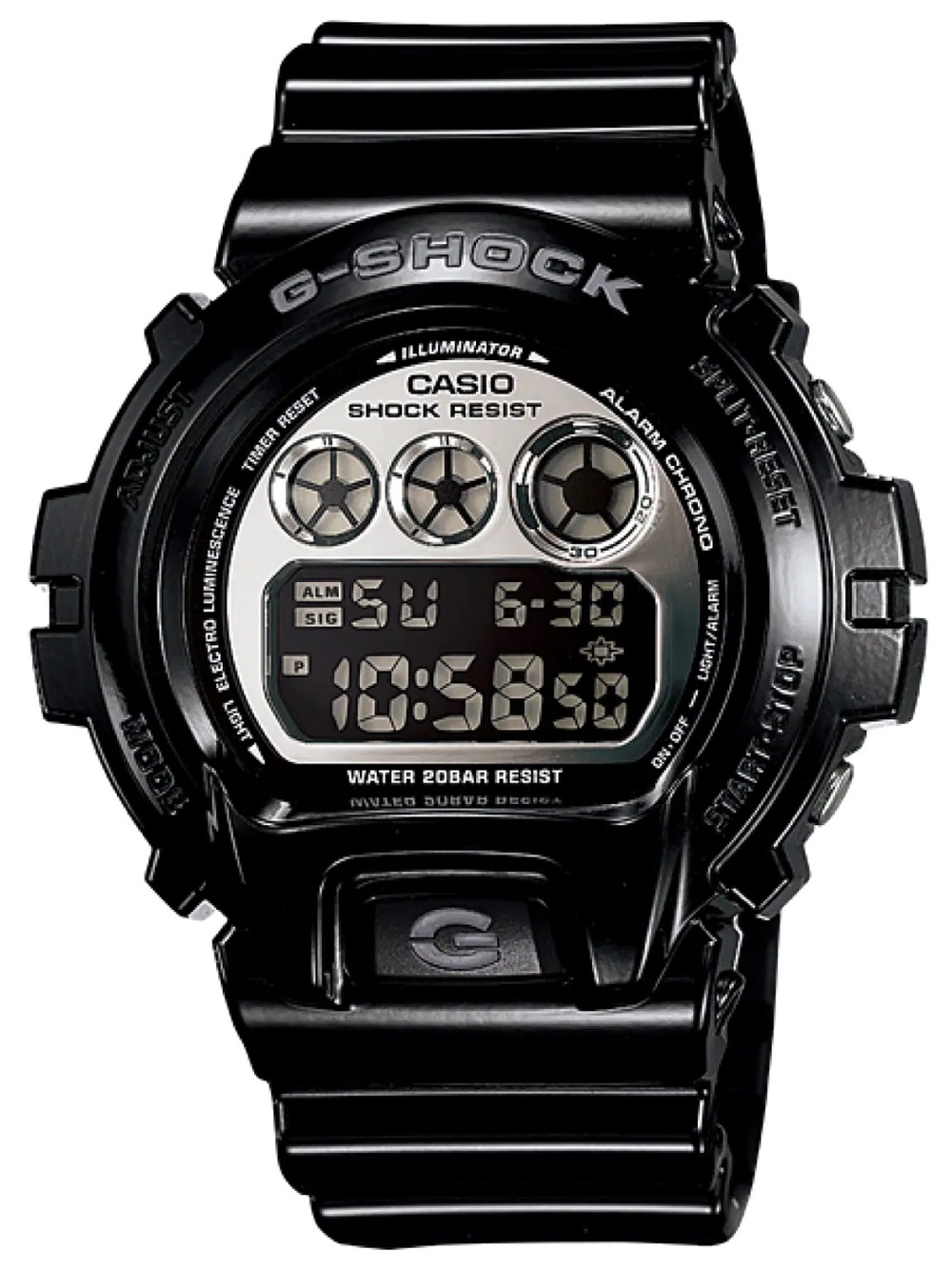 Casio G-Shock Black and Silver Chrome Digital Watch #3230